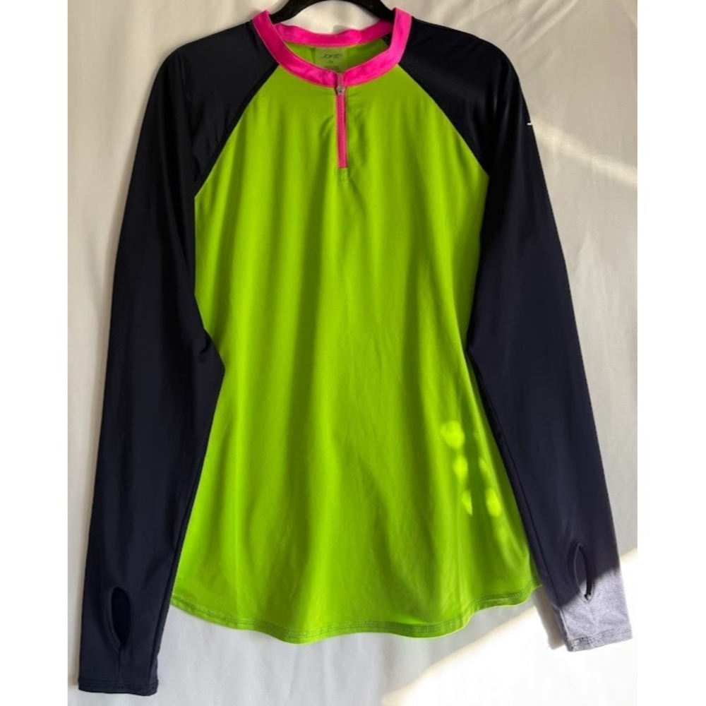 Jofit Golf Top Women XXL Multicolor Long Sleeve Thumbholes 1/4 Zip‎ Top Stretch